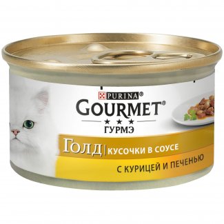 Консервы для кошек «Purina Gourmet Gold», Курица и печень, 85 гр. (банка)