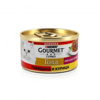 Консервы для кошек «Purina Gourmet Gold», Мясной тортик для кошек, с говядиной и курицей, 85 гр. (банка)
