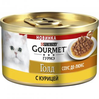 Консервы для кошек «Purina Gourmet Gold», Соус Де-люкс с курицей в роскошном соусе, 85 гр. (банка)
